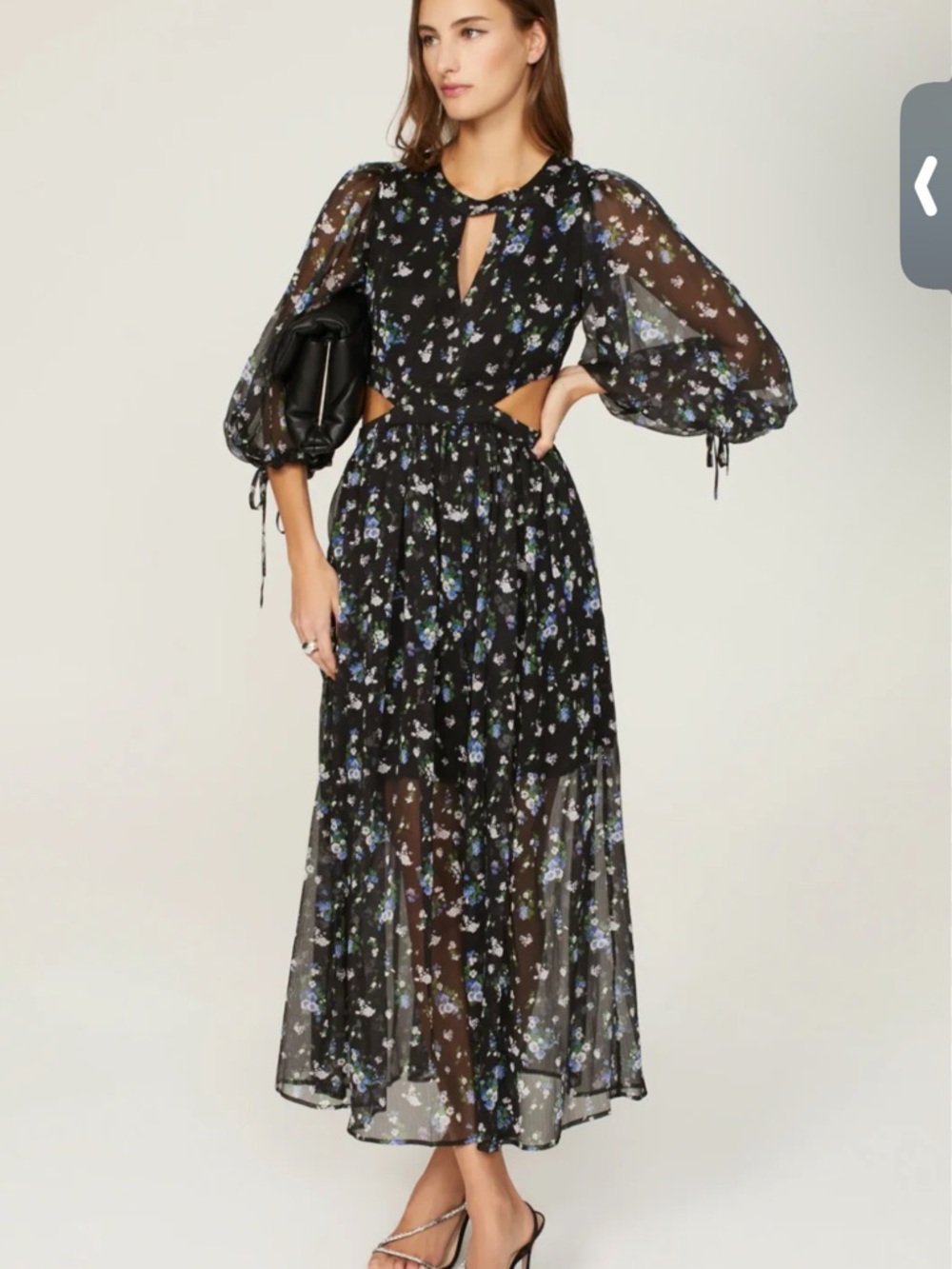 NWOT Maje Risof Black Floral Maxi Dress  size EU 42 / US 8
